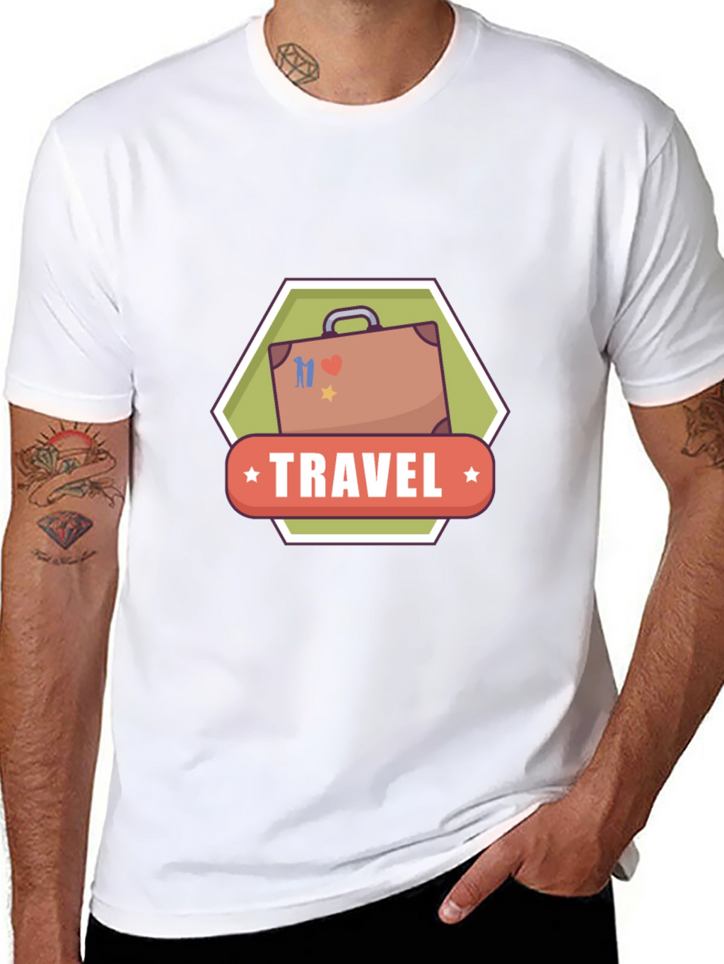 Travel Suitcase Graphic Black T-Shirt
