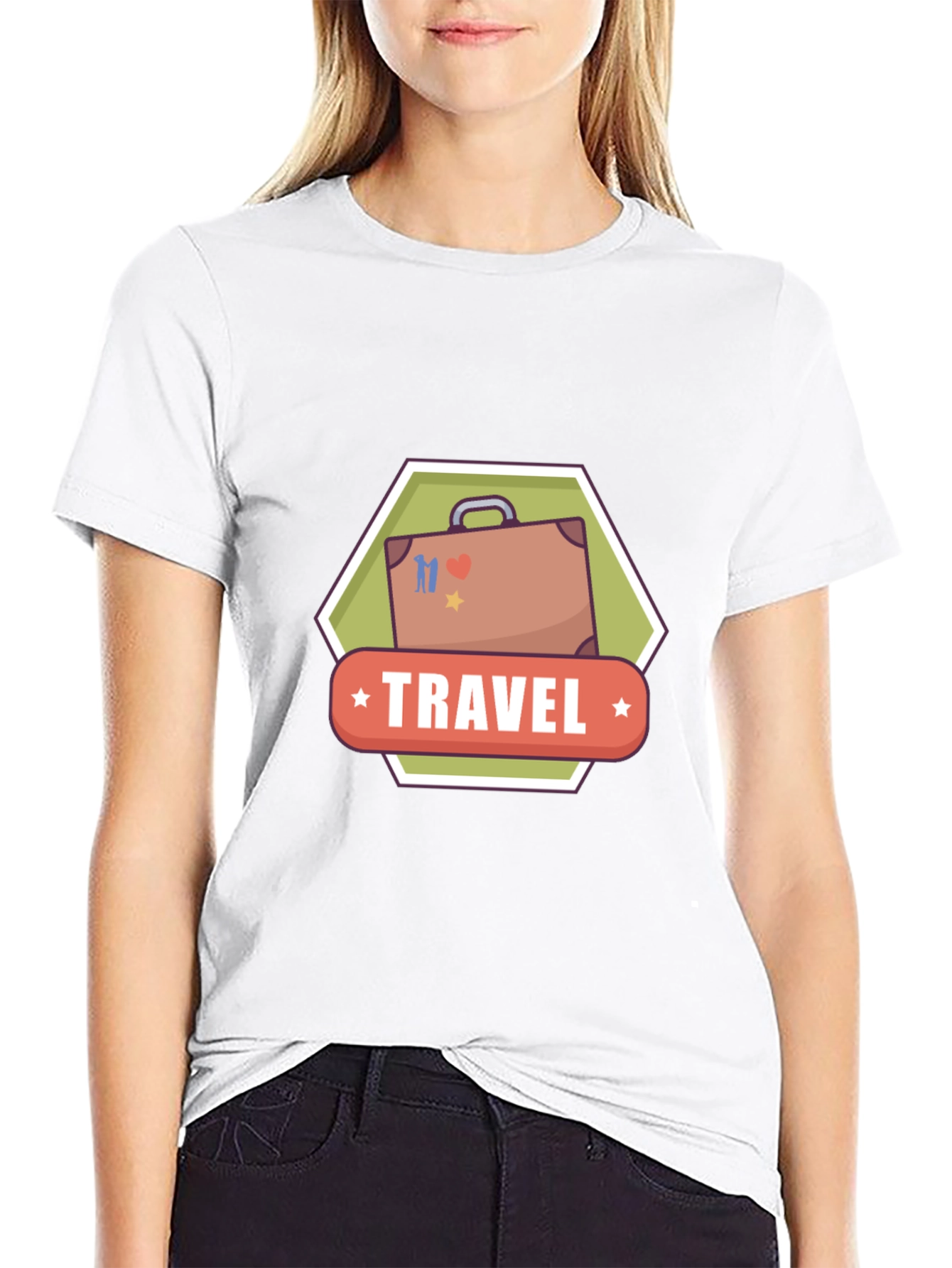 Travel Suitcase Graphic Black T-Shirt