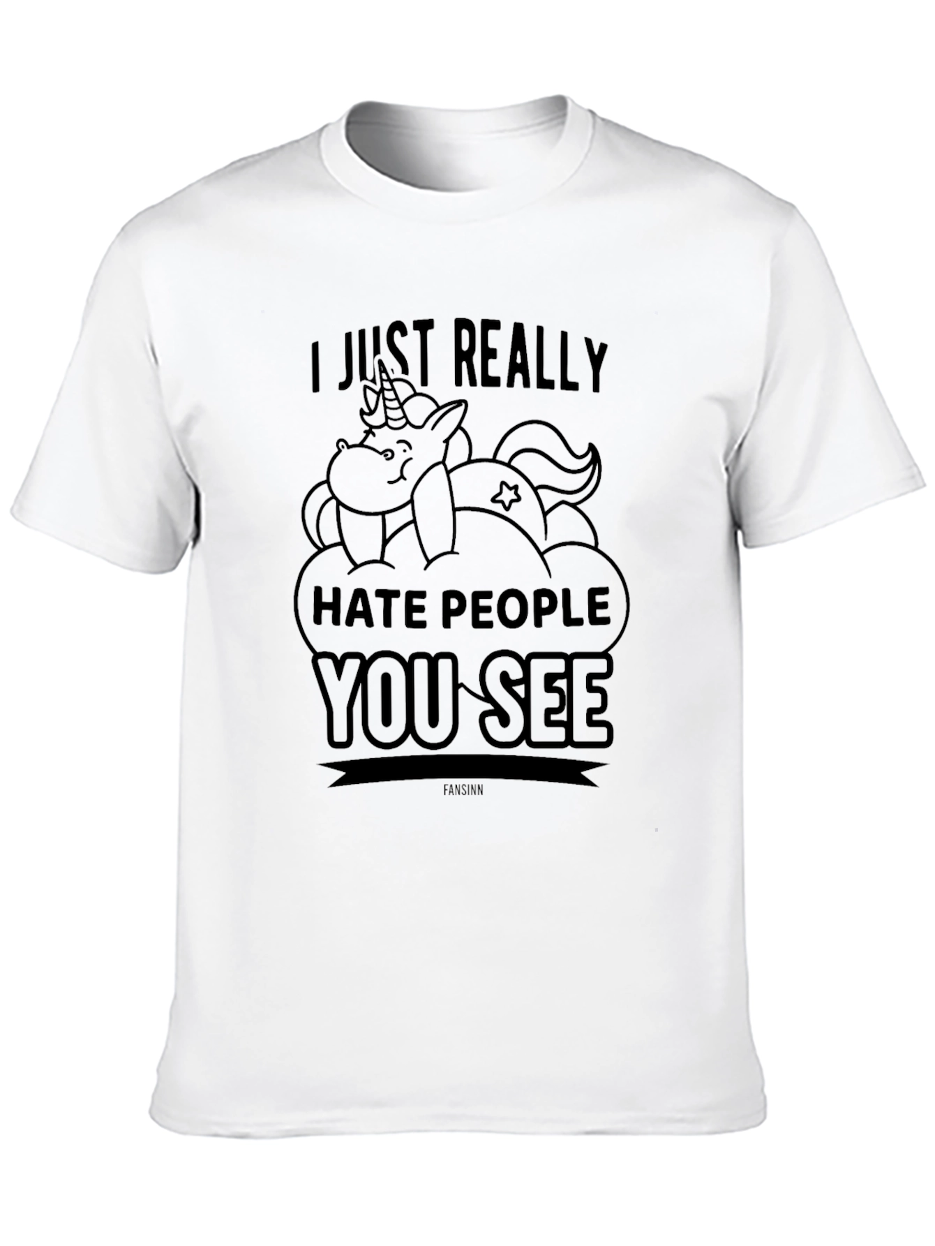 Funny Unicorn Hate People Graphic T-Shirt