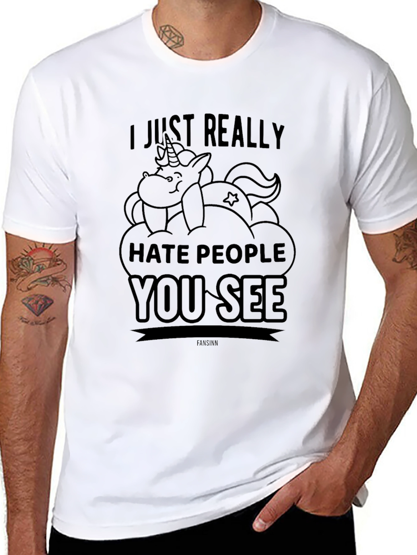 Funny Unicorn Hate People Graphic T-Shirt