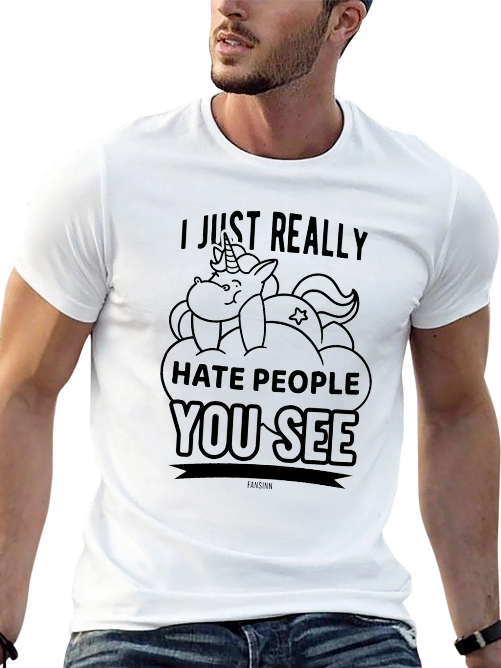 Funny Unicorn Hate People Graphic T-Shirt