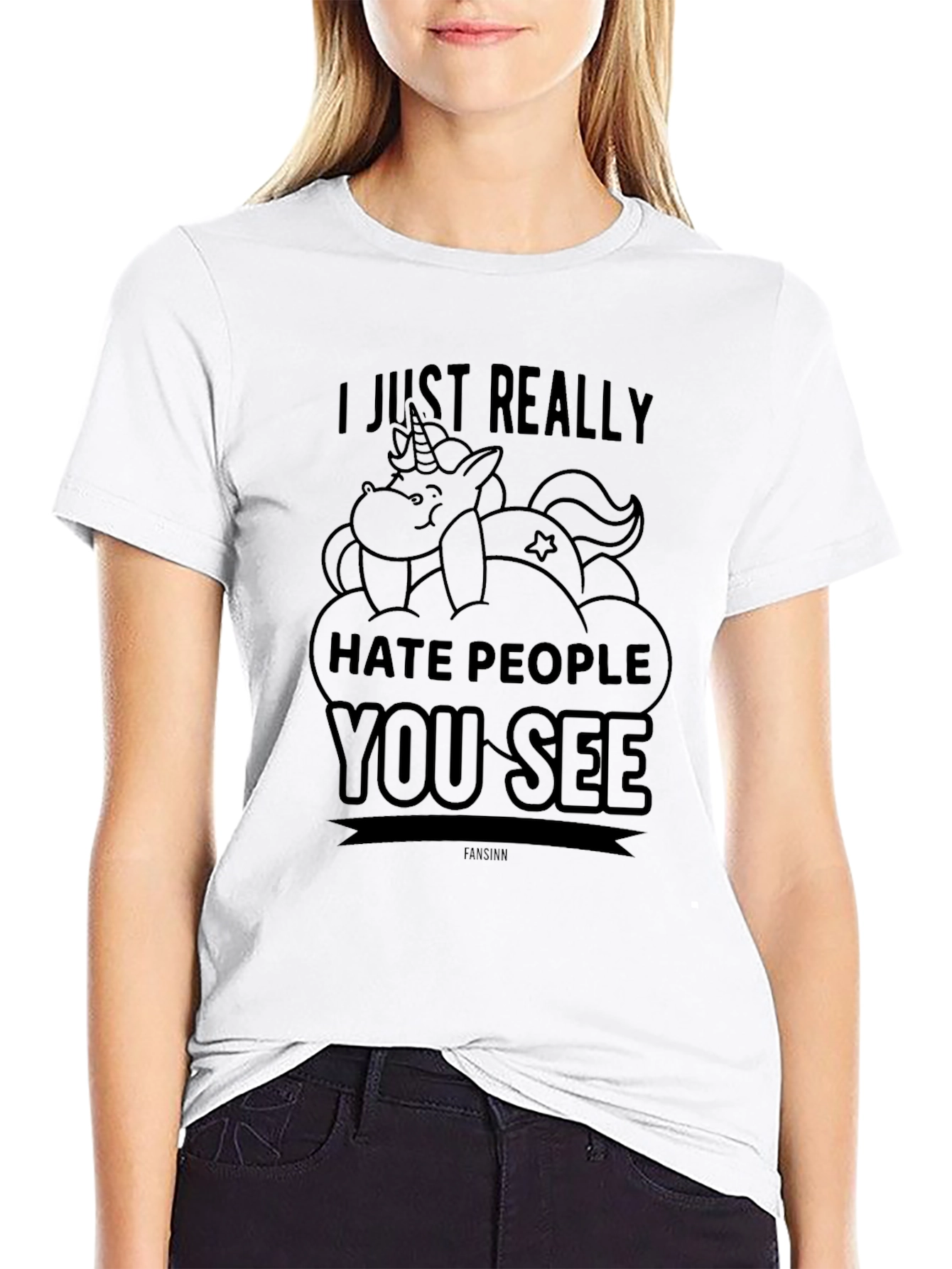 Funny Unicorn Hate People Graphic T-Shirt