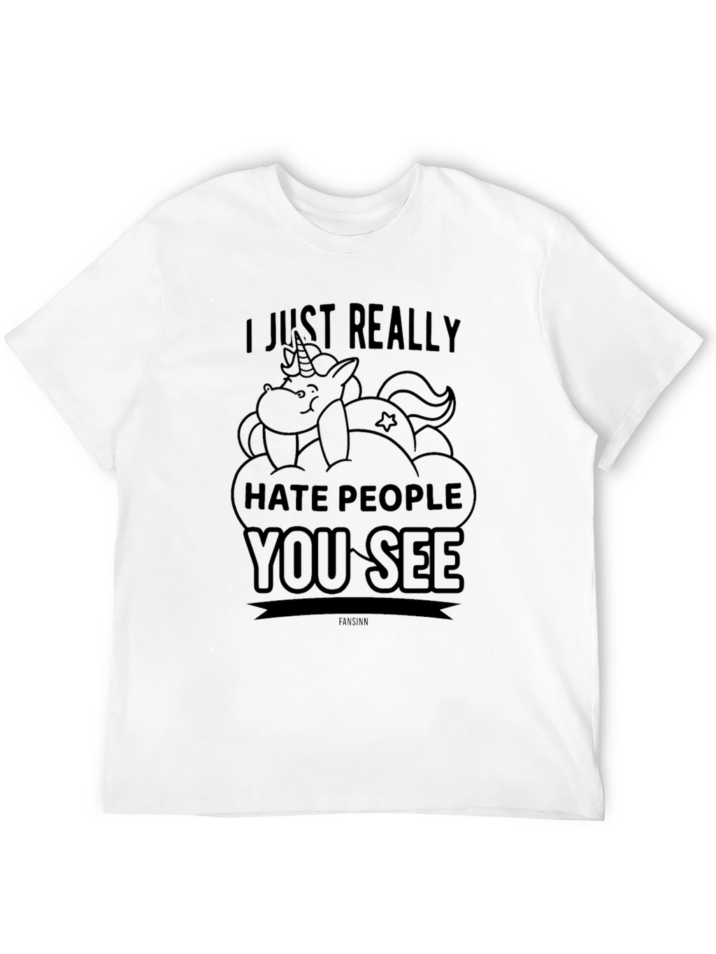 Funny Unicorn Hate People Graphic T-Shirt