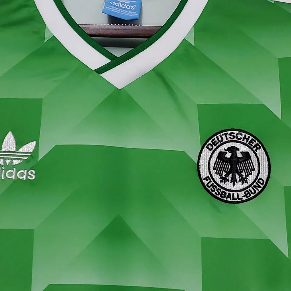 1988 Germany Away Green Retro Soccer Jersey Detail 2