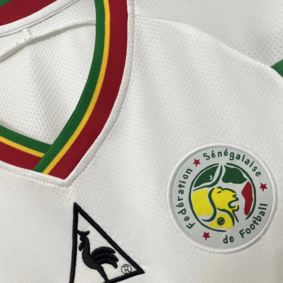 2002 Senegal Away White Retro Soccer Jersey Detail 1