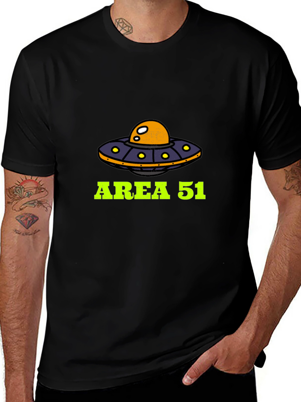 Area 51 UFO Graphic Tee - Black Cotton