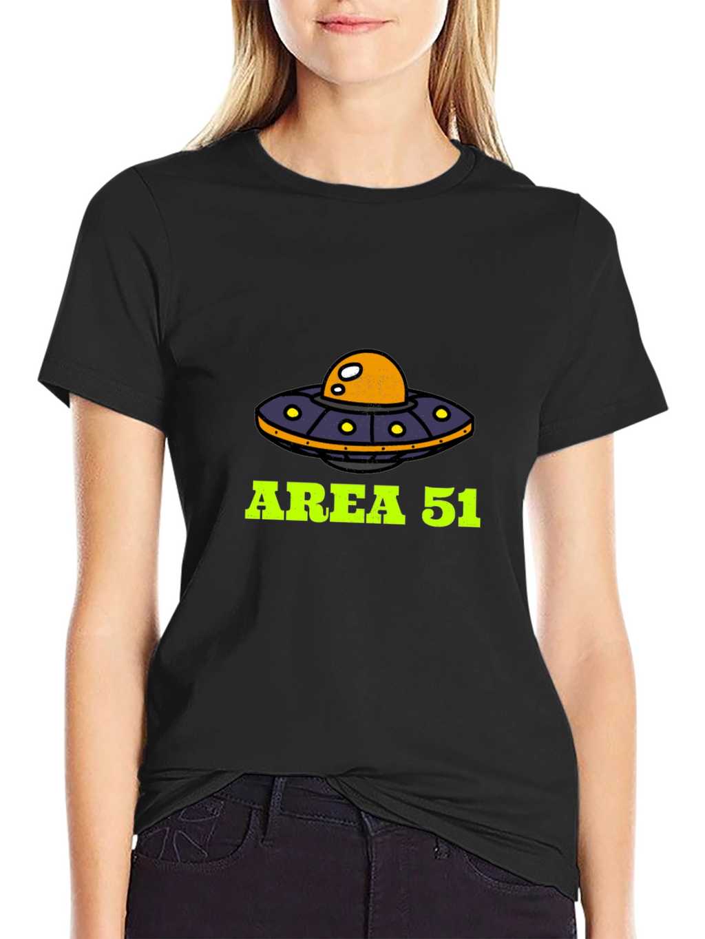 Area 51 UFO Graphic Tee - Black Cotton