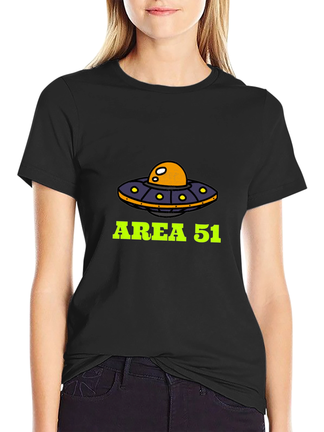 Area 51 UFO Graphic Tee - Black Cotton