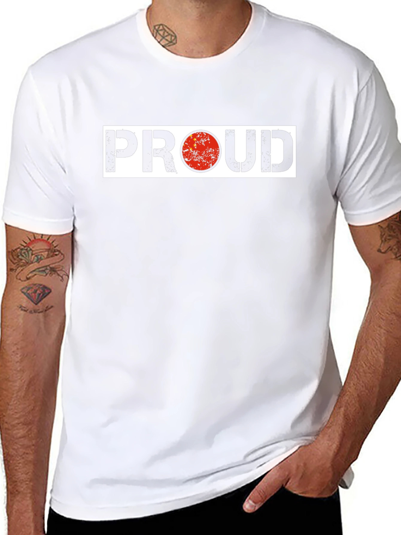 Proud China Flag Graphic Black T-Shirt