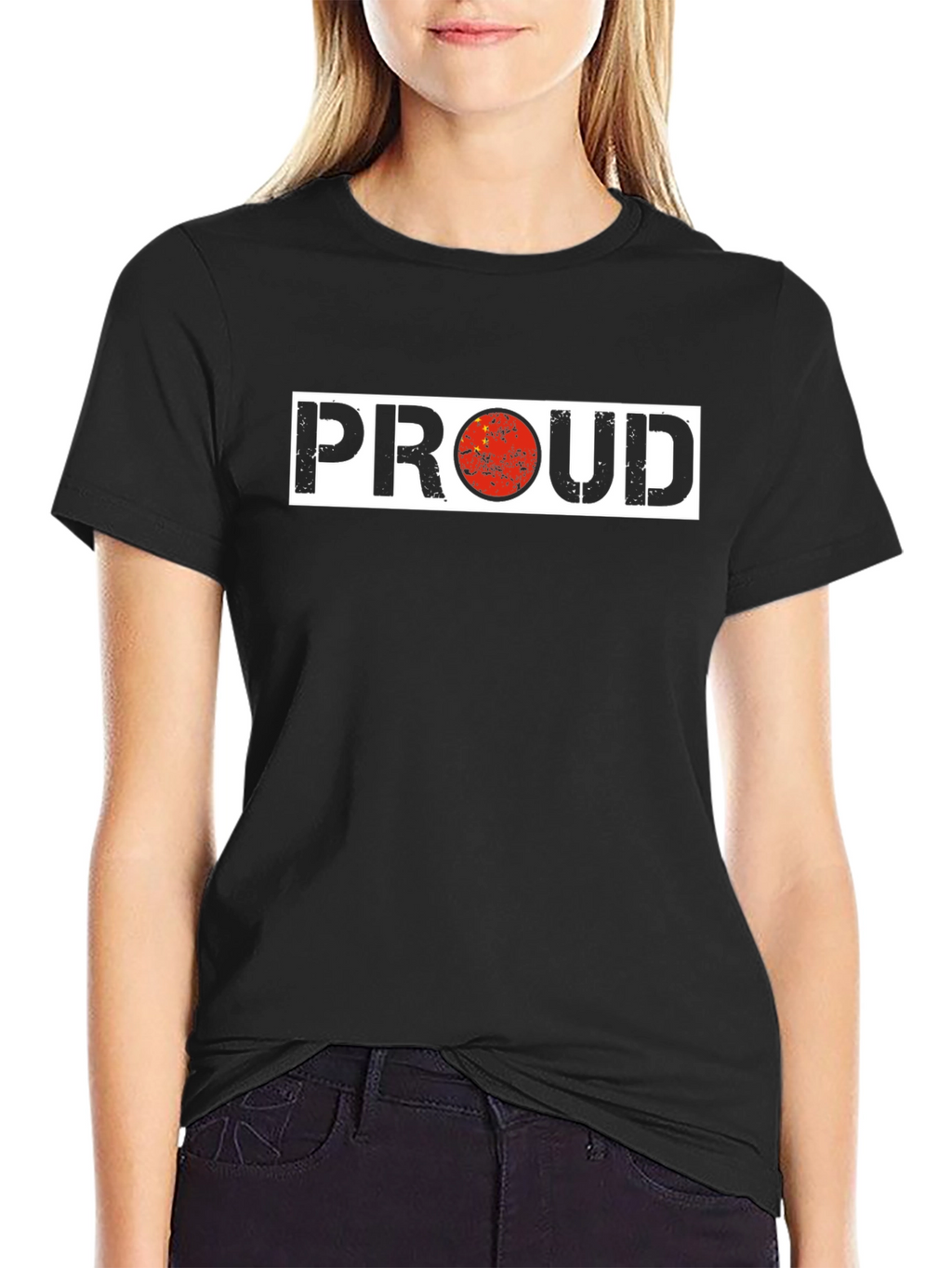 Proud China Flag Graphic Black T-Shirt