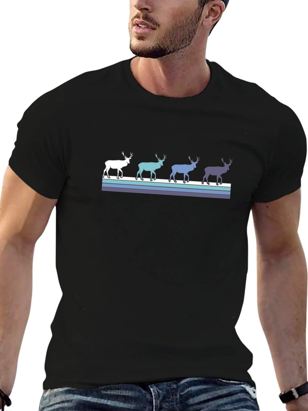 Retro Reindeer T-Shirt - Black