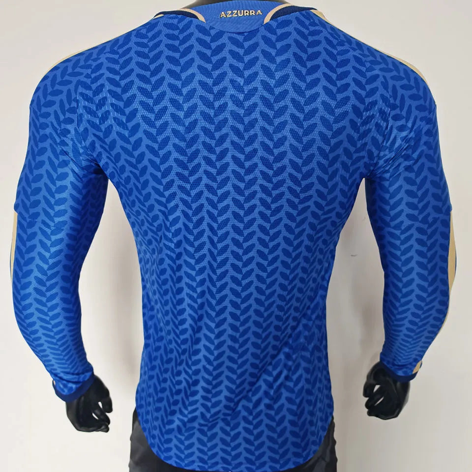 2026/27 Italy Home Blue Player Version Long Sleeve Soccer Jersey Back