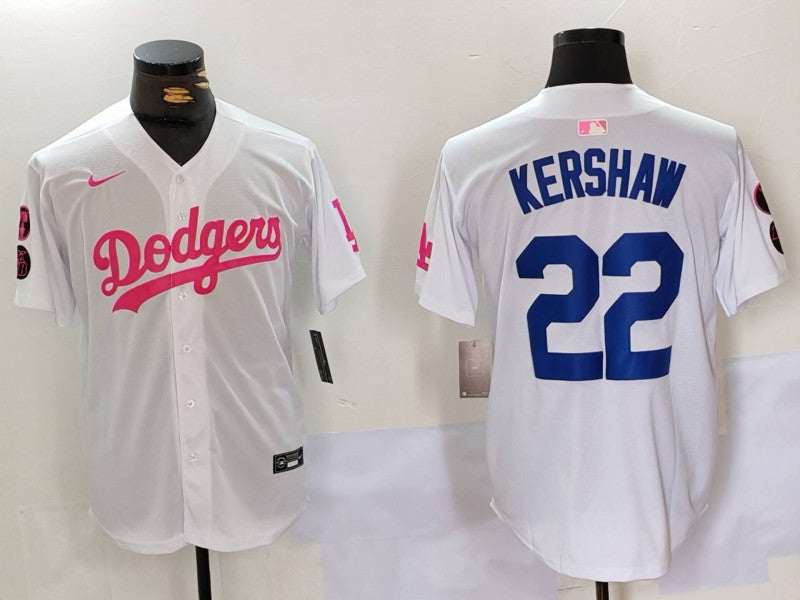Men's Los Angeles Dodgers Clayton Kershaw #22 White Limited Game Player Jerseys