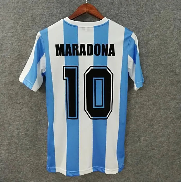 1986 Argentina Home Retro Soccer Jersey Back