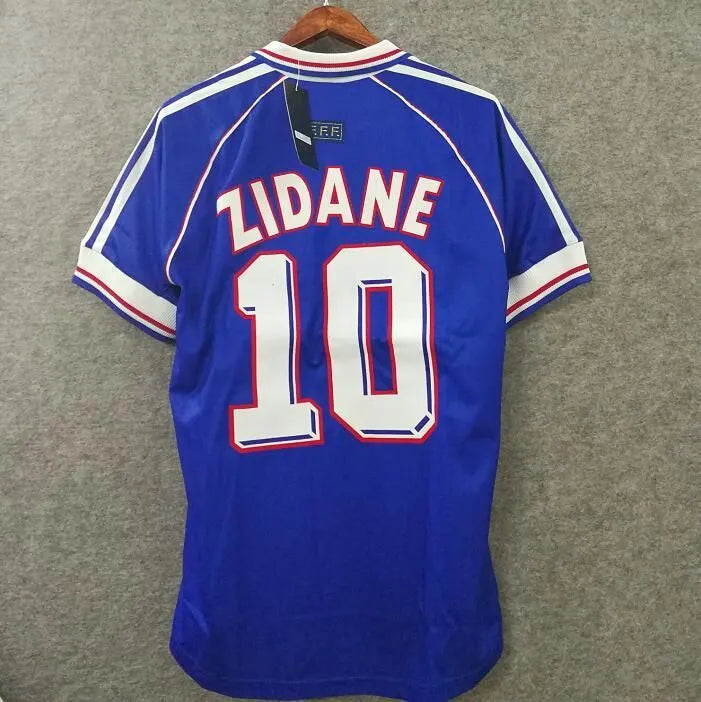 ZIDANE #10 France Home Blue Retro Soccer Jersey 1998 (右胸带小字) ★★ Back