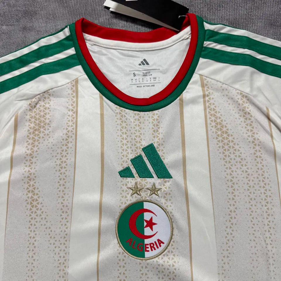 2026/27 Algeria Home White Fans Soccer Jersey （Have 2 Star 有 2 星） Detail 1