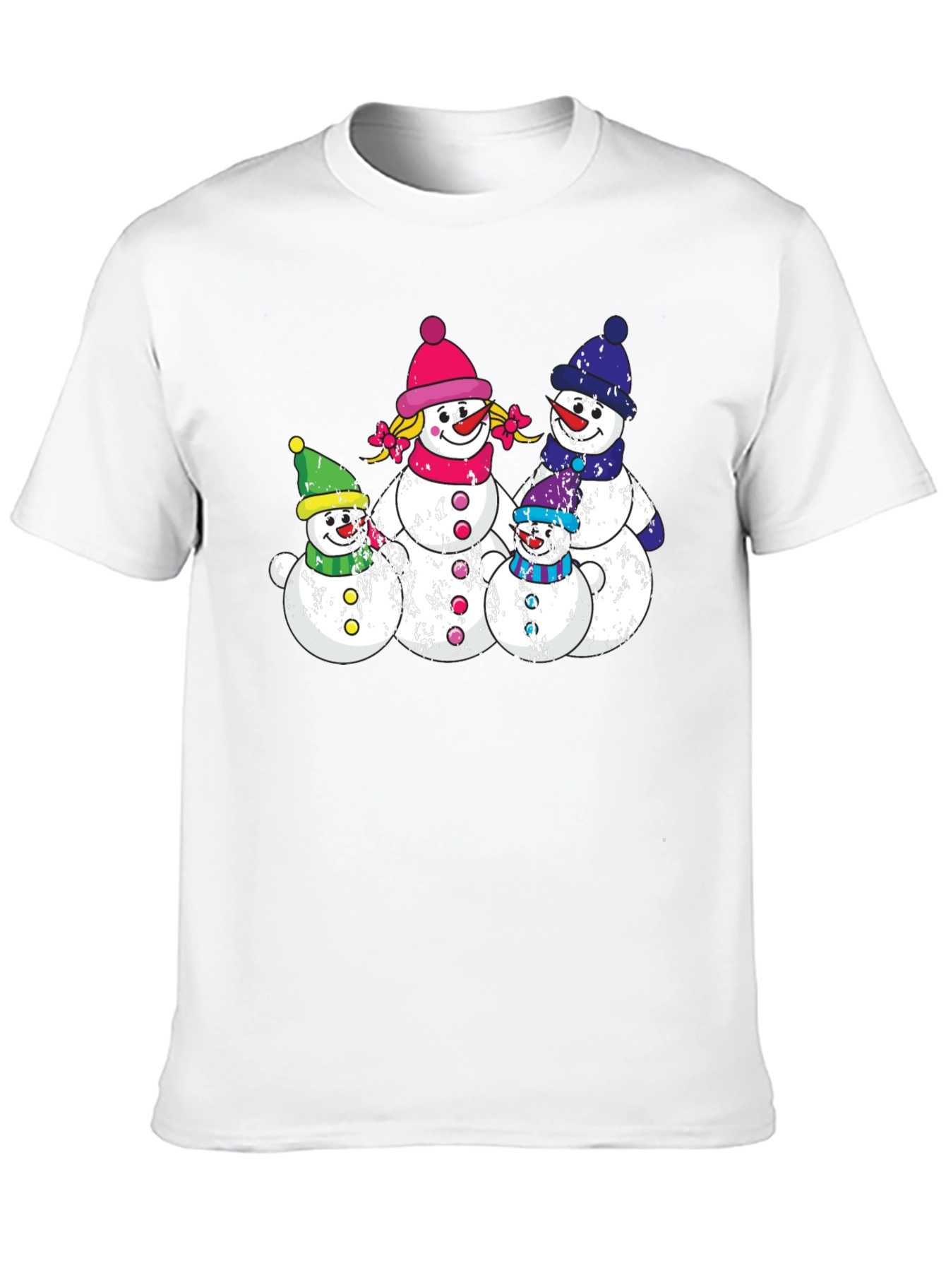 Snowman Family Black T-Shirt