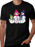 Snowman Family Black T-Shirt