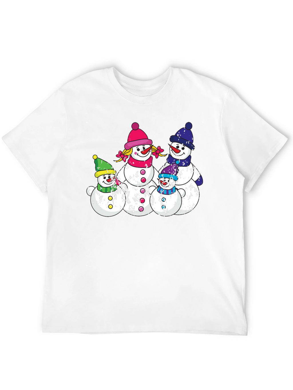 Snowman Family Black T-Shirt