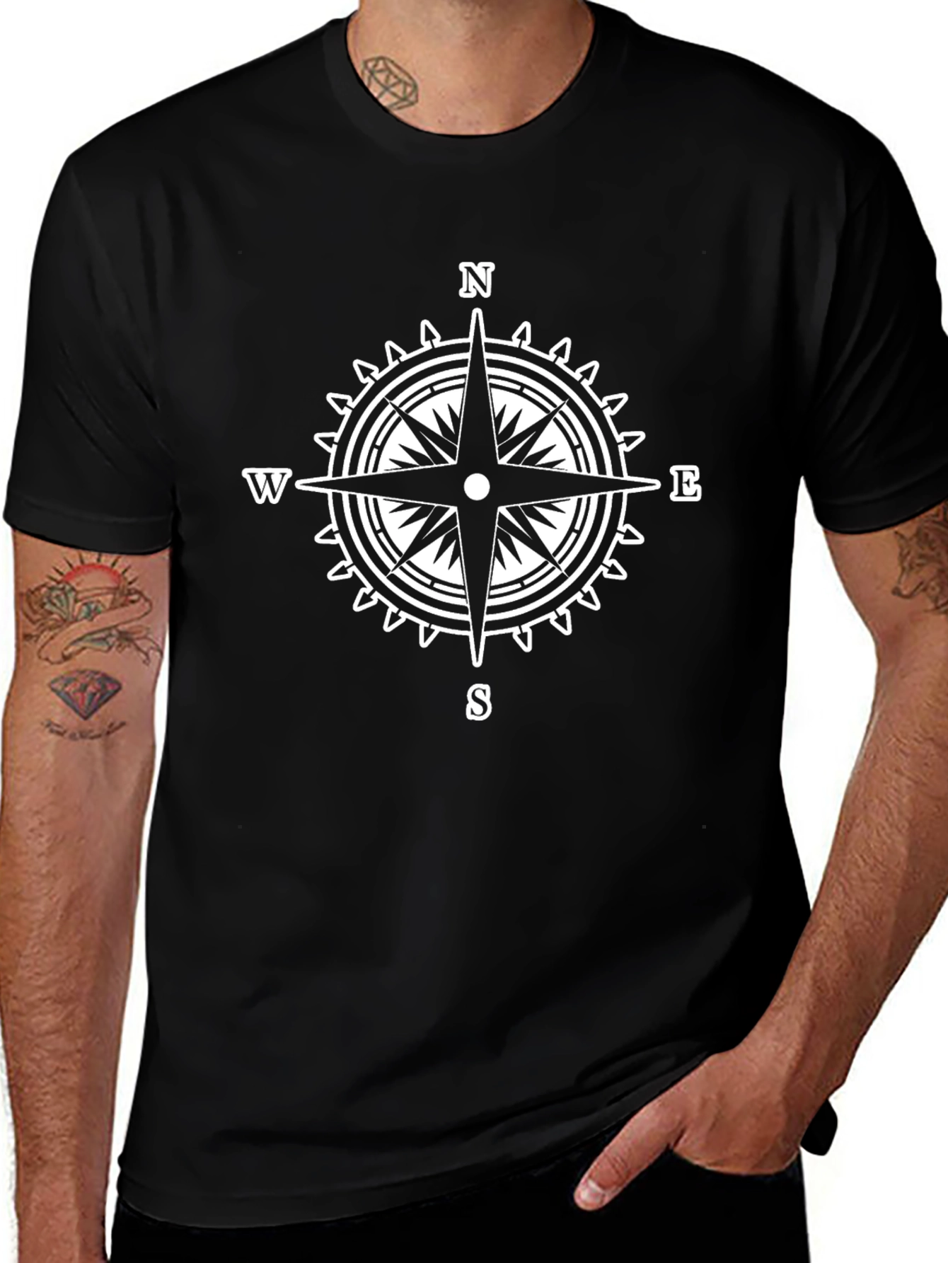 Compass Rose Graphic T-Shirt - Stylish Nautical Tee