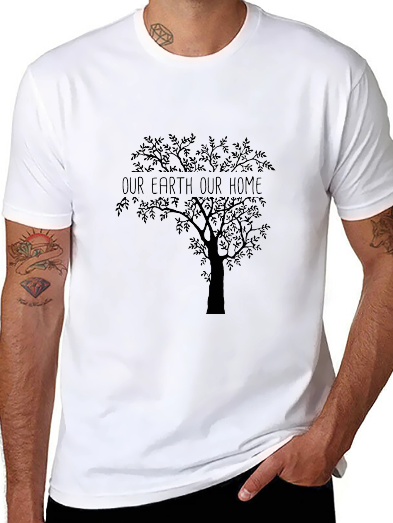 Earth Home Tree Graphic Tee - Black