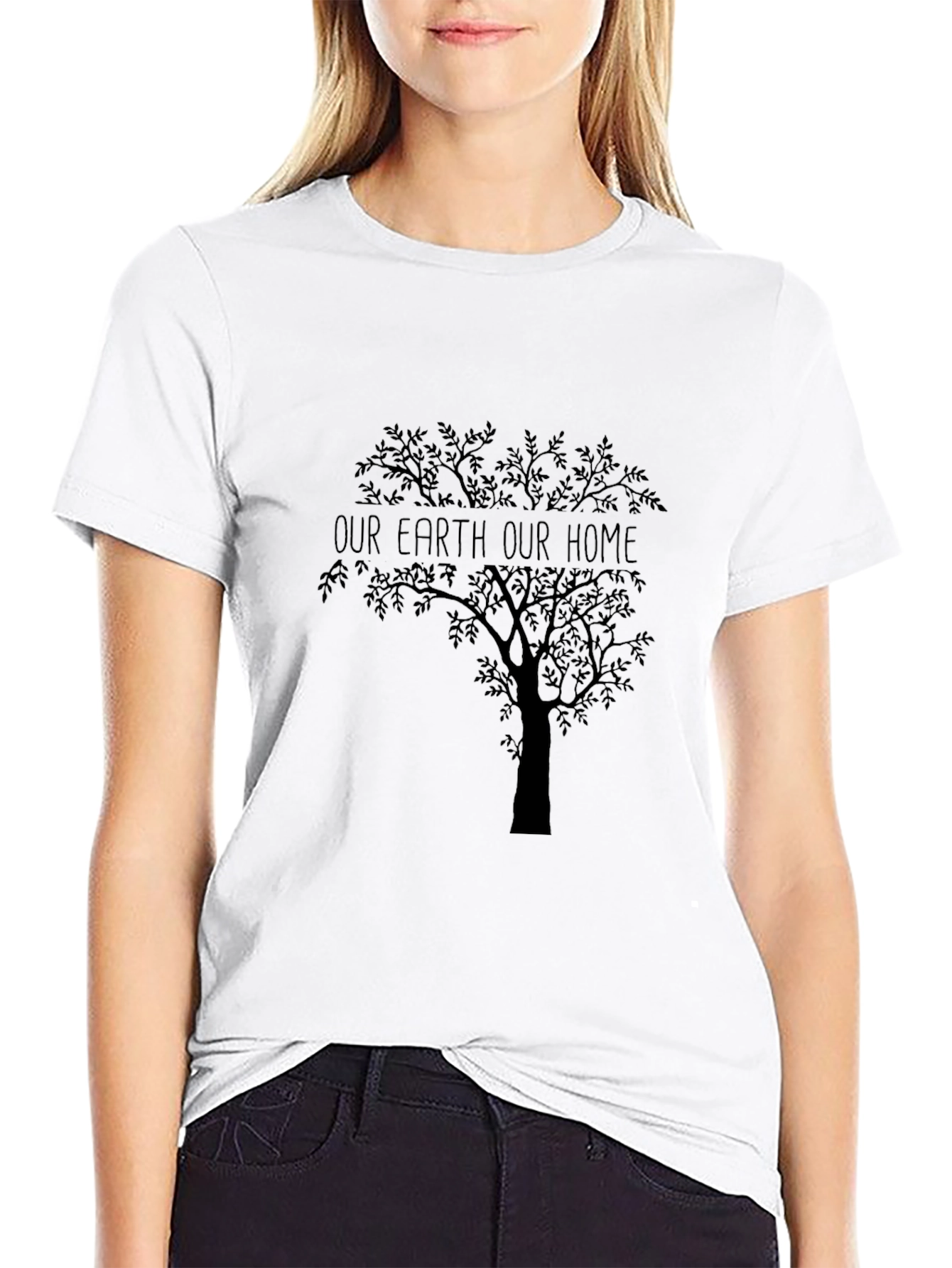 Earth Home Tree Graphic Tee - Black