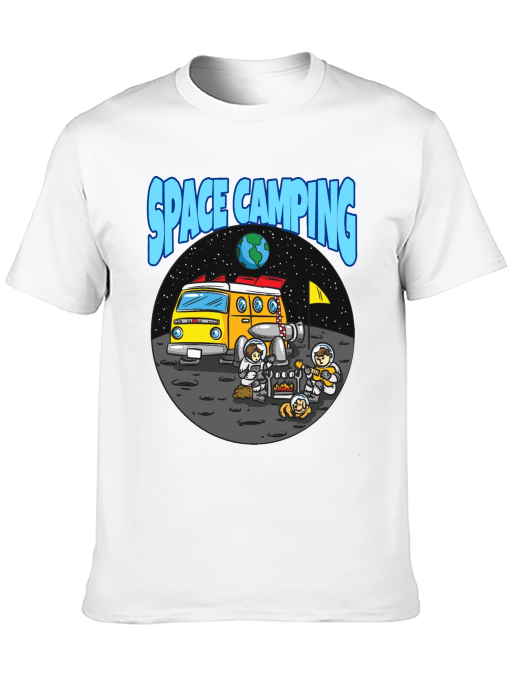 Space Camping Graphic T-Shirt - Black