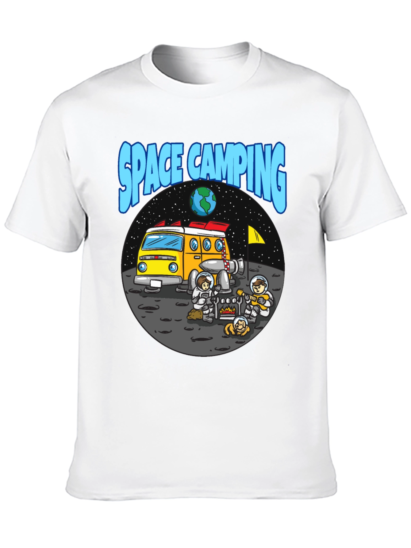 Space Camping Graphic T-Shirt - Black