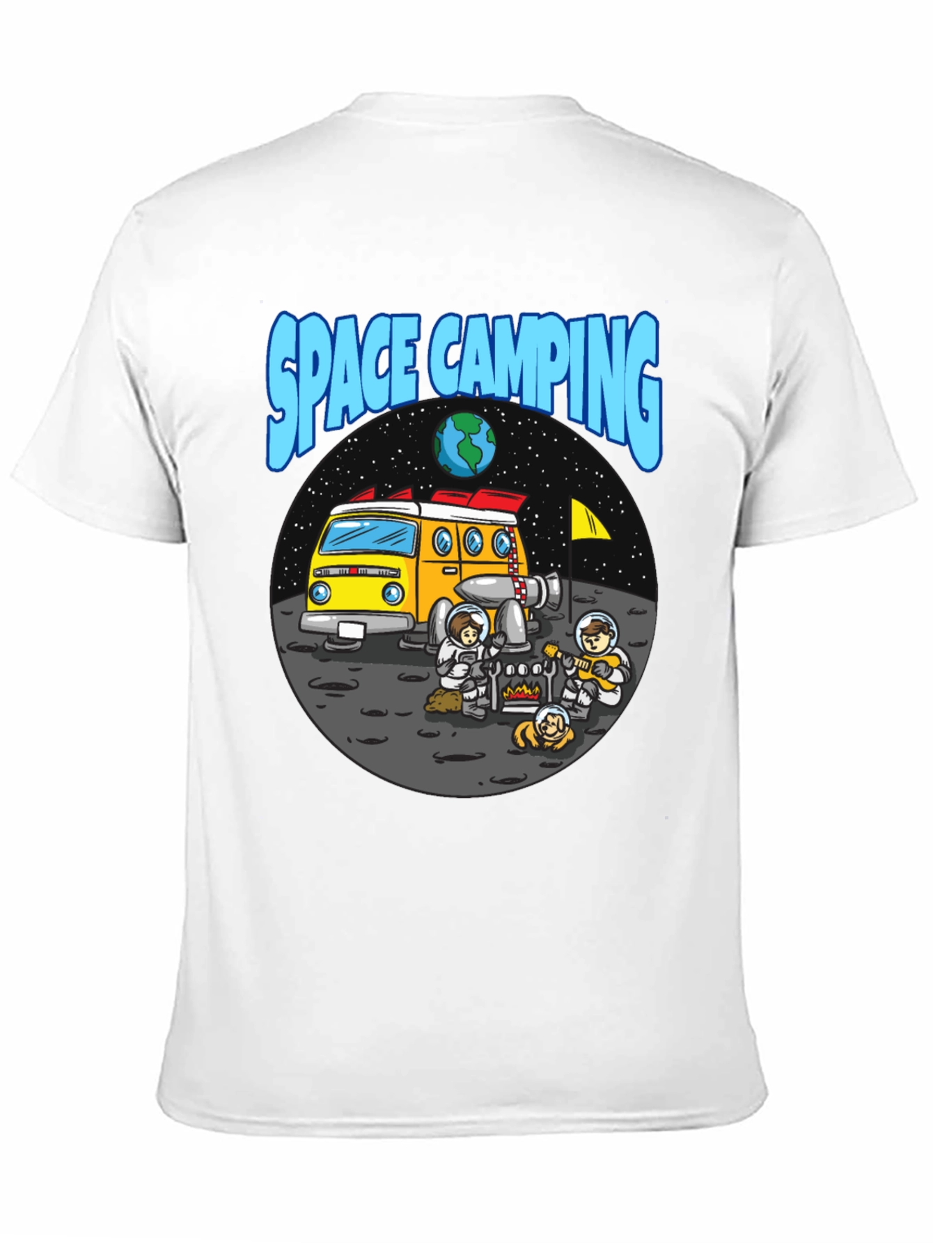 Space Camping Graphic T-Shirt - Black