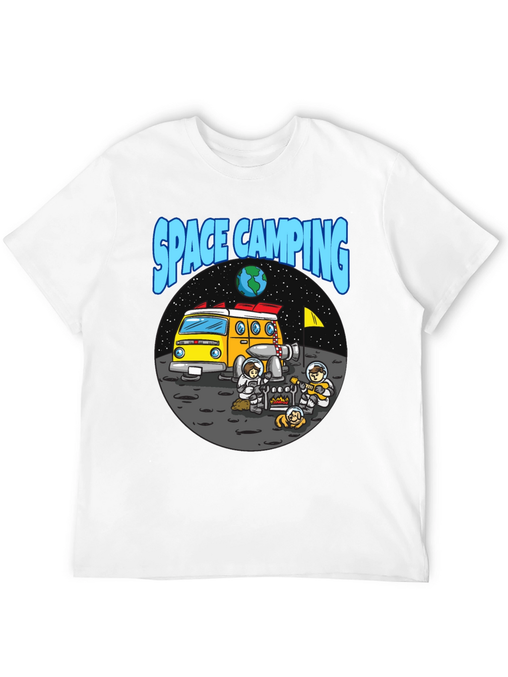 Space Camping Graphic T-Shirt - Black
