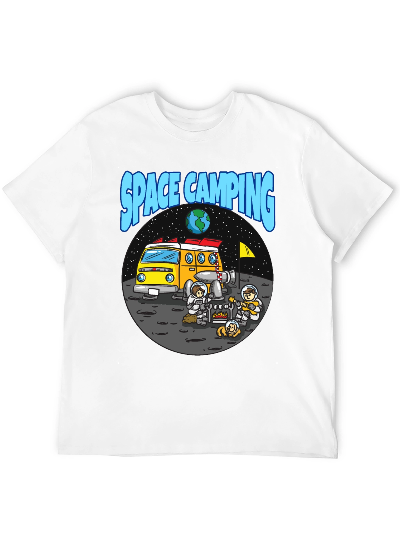 Space Camping Graphic T-Shirt - Black