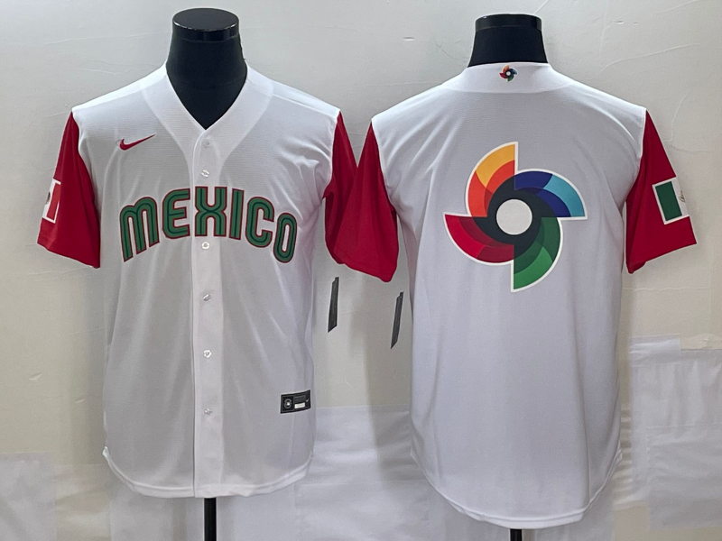 Men's 2023 World Baseball Classic Mexico White/Red Player Jerseys