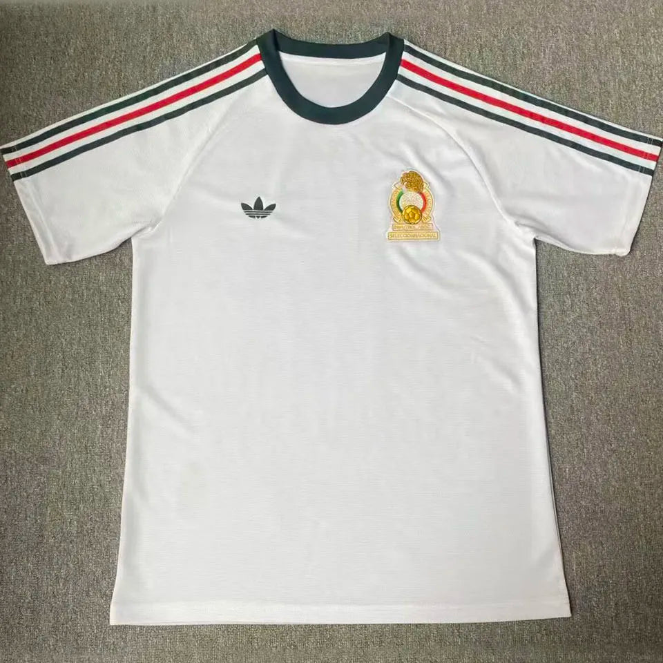 1986 Mexico Away White Retro Soccer Jersey Front