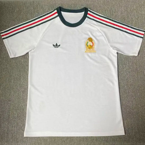 1986 Mexico Away White Retro Soccer Jersey Front