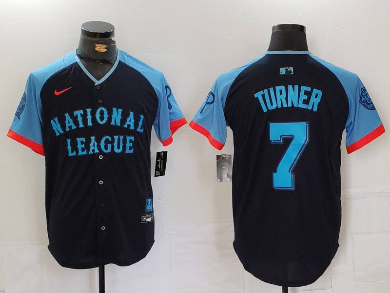Men's National League Trea Turner #7 Navy 2024 MLB All-Star Game Limited Player Jerseys