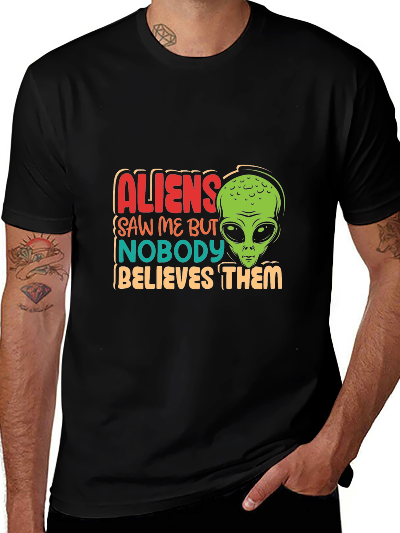 Aliens Saw Me Funny Graphic T-Shirt