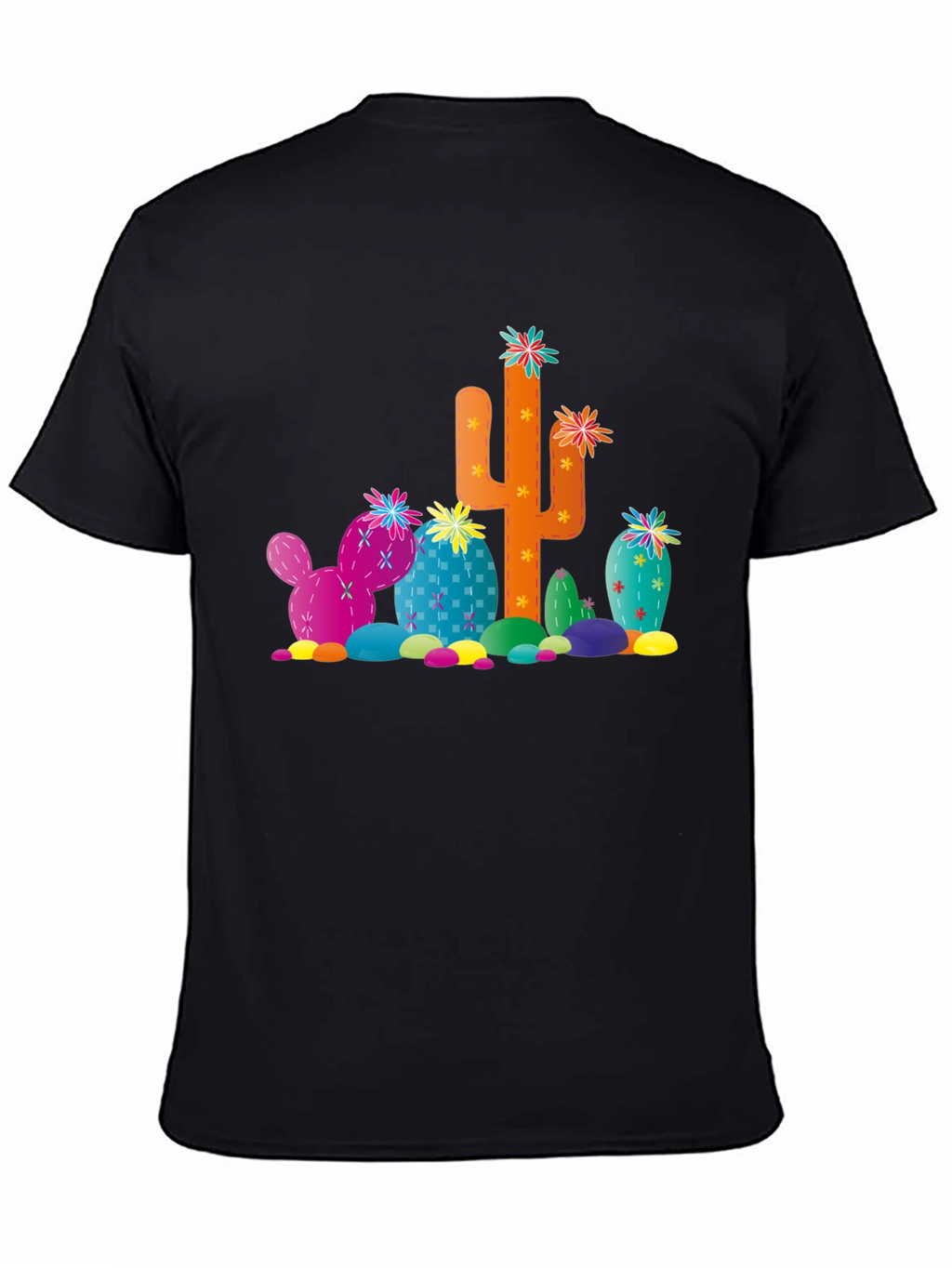 Cactus Print Black T-Shirt - Desert Fun!