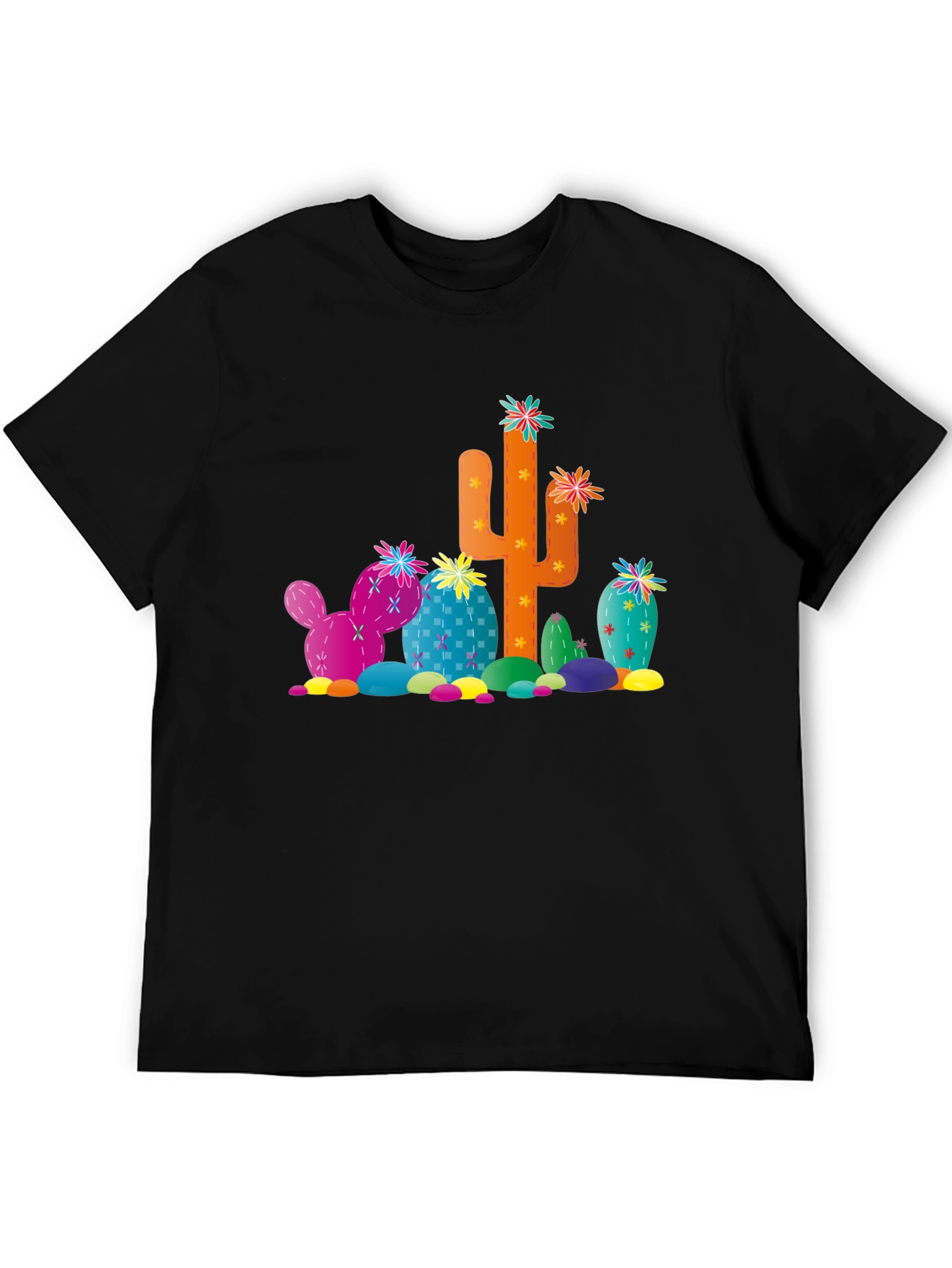 Cactus Print Black T-Shirt - Desert Fun!