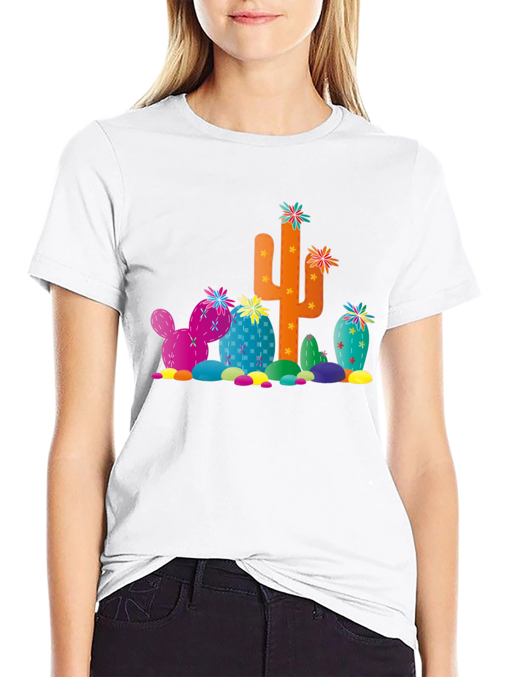 Cactus Print Black T-Shirt - Desert Fun!