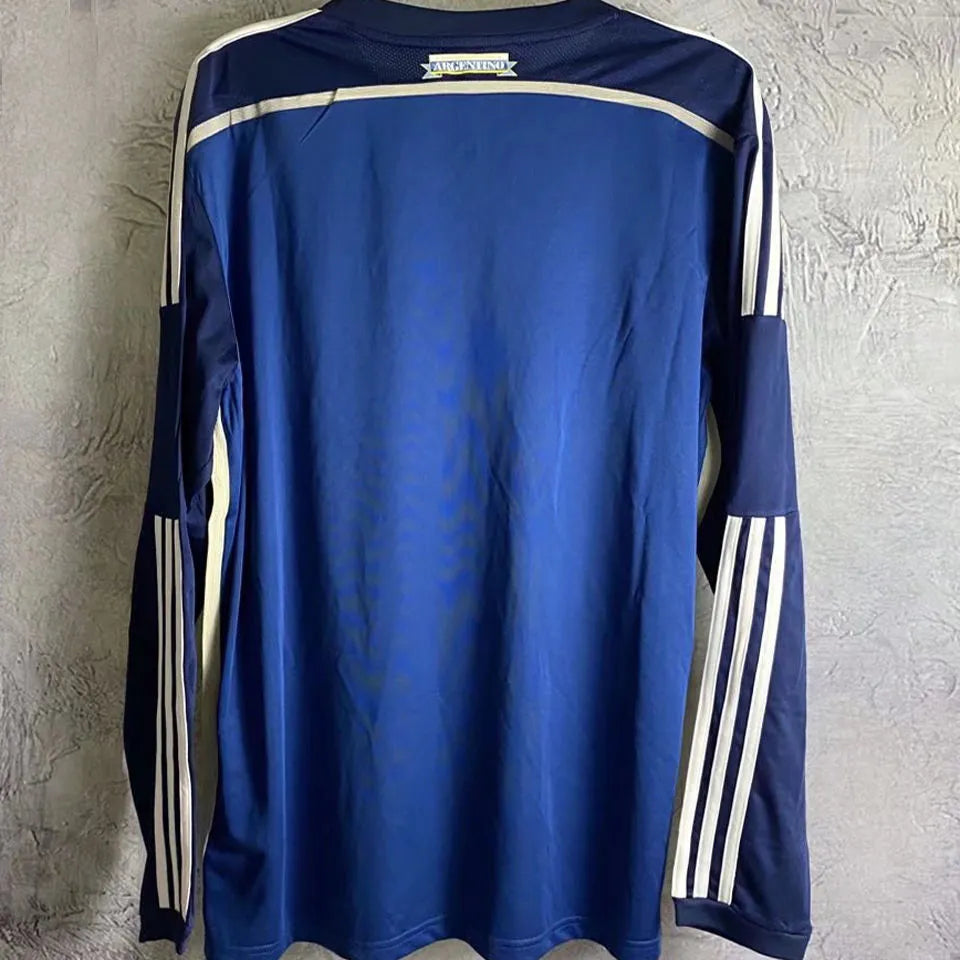 2014 Argentina Away Retro Long Sleeve Soccer Jersey Back