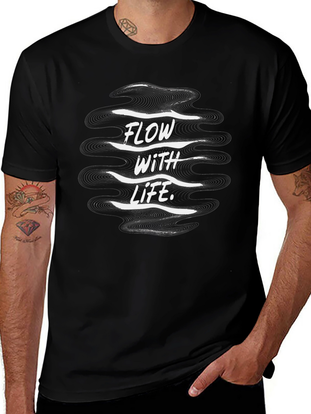 Flow With Life Black Graphic Tee