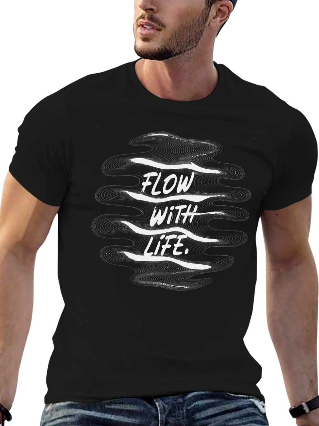 Flow With Life Black Graphic Tee