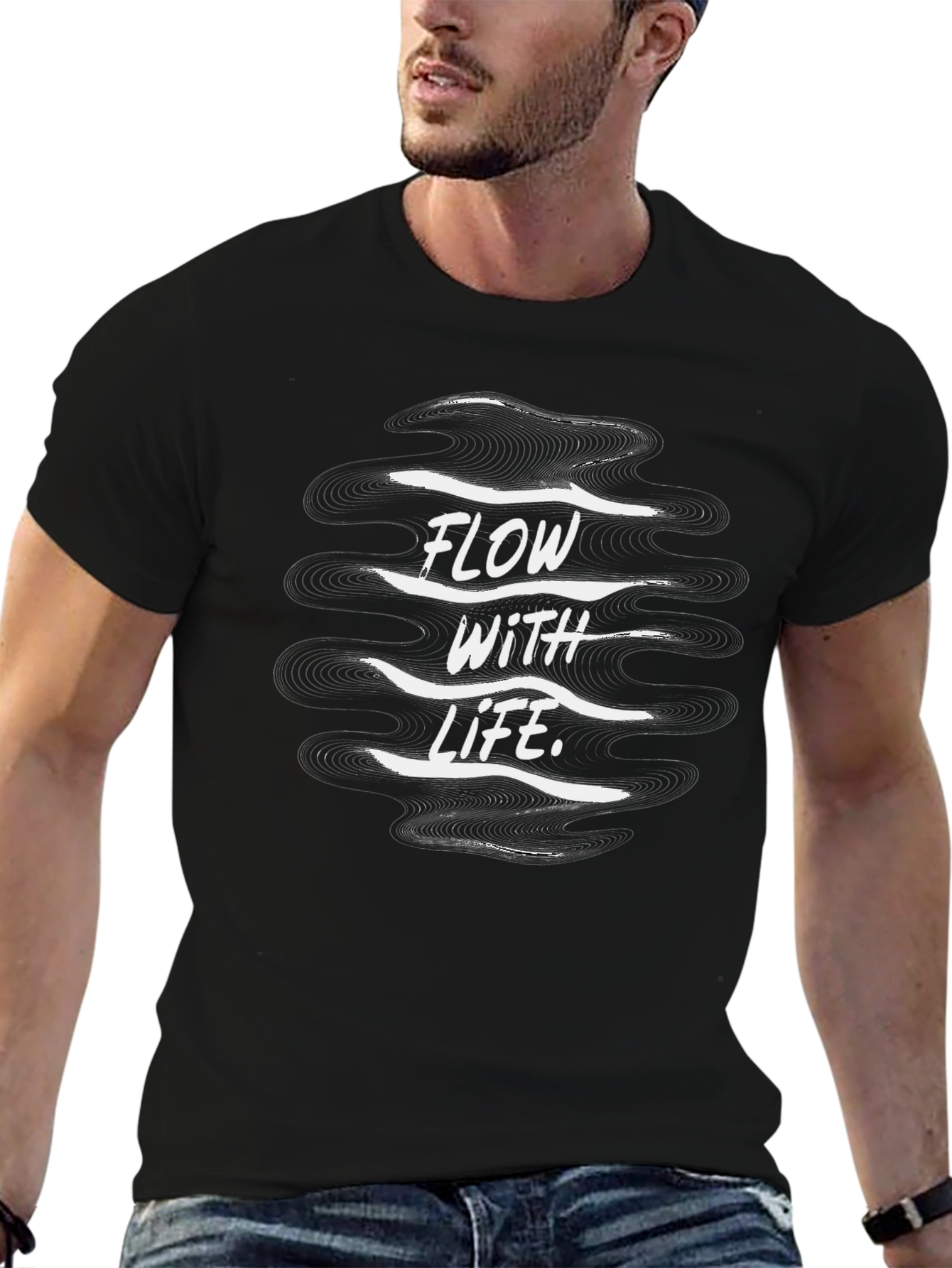 Flow With Life Black Graphic Tee