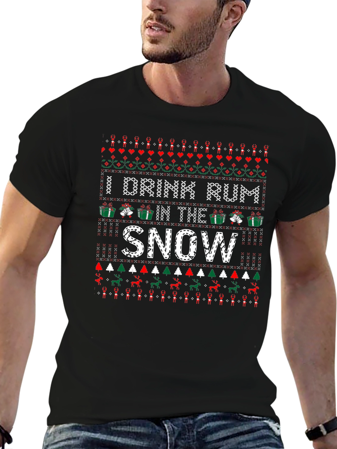 I Drink Rum In The Snow Christmas T-Shirt