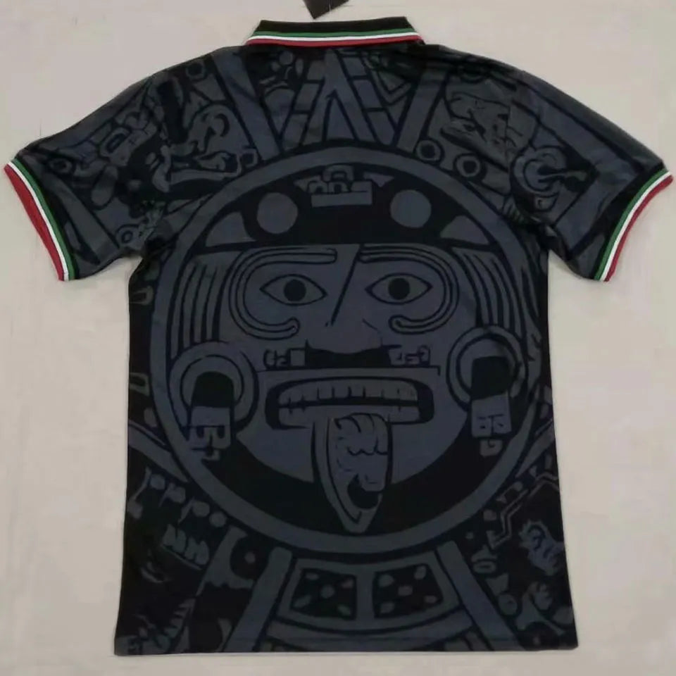 1998 Mexico Black Retro Soccer Jersey Detail 1