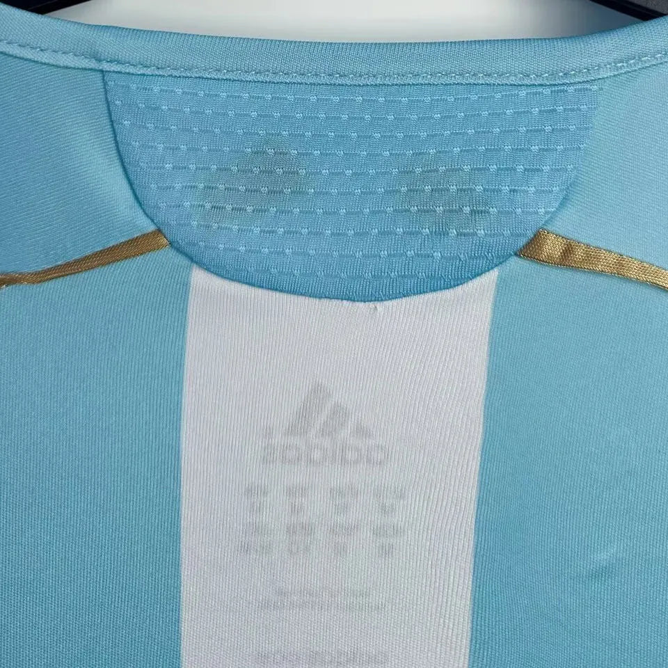 2006 Argentina Home Retro Long Sleeve Soccer Jersey Detail 2