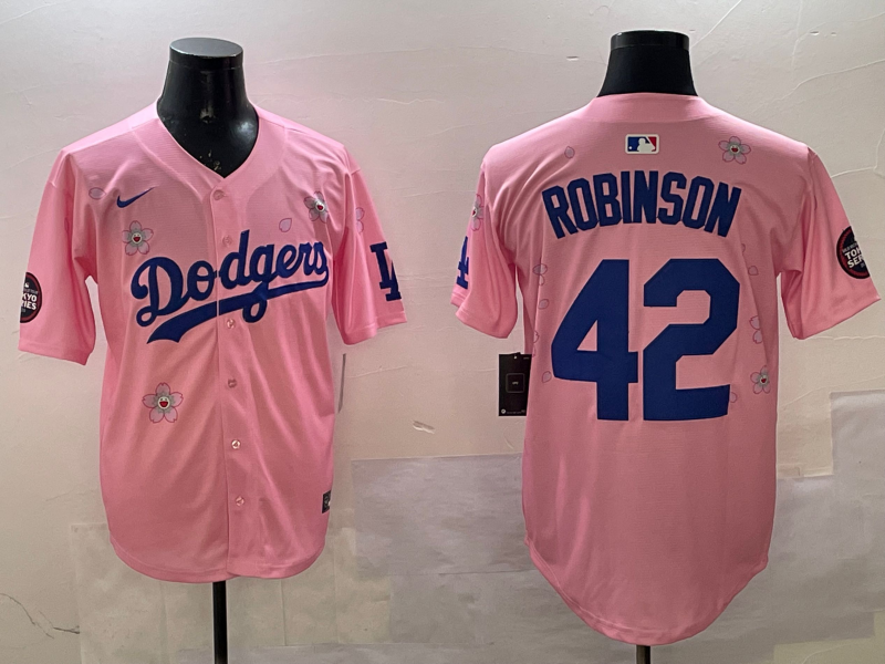 Men's Los Angeles Dodgers Jackie Robinson #42 Pink Alternate Replica Player Jerseys