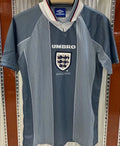 1996 England Away Grey Retro Soccer Jersey Front