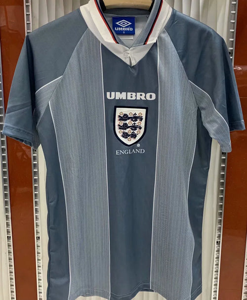 1996 England Away Grey Retro Soccer Jersey Front