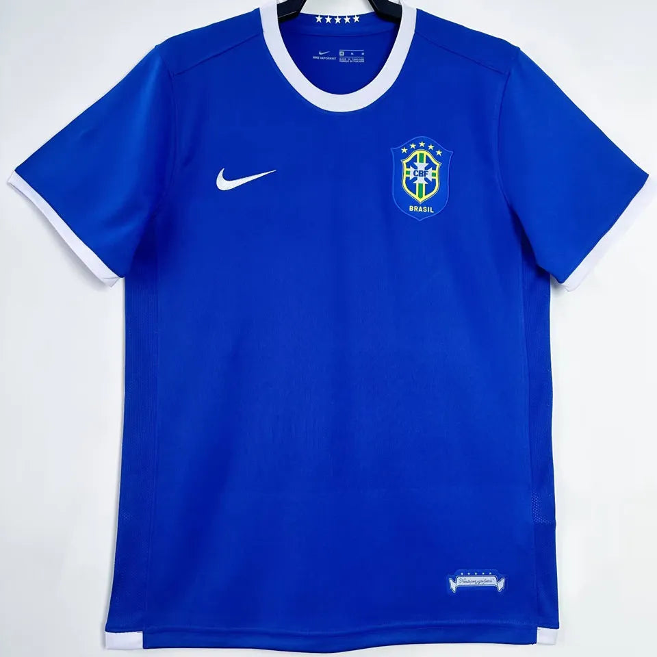 2006 Brazil Away Blue Retro Soccer Jersey Front